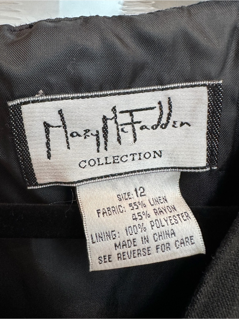 Vintage Mary McFadden Chic Black Gothic Career Midi Linen Dress Size 12 Large - Picture 7 of 9